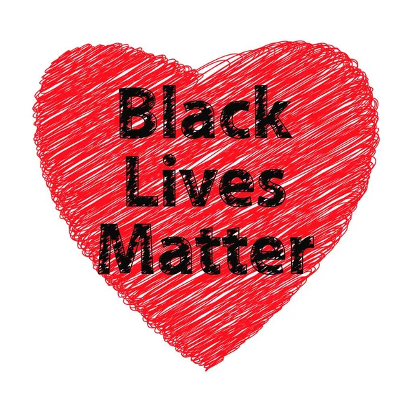 Black Lives Matter Banner Com Coração Vermelho Para Protesto Fundo — Vetor de Stock