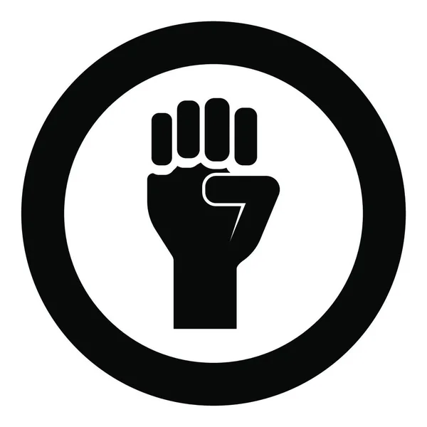 Fist Concept Freedom Fight Revolution Power Protest Icon Circle Black — Stock Vector