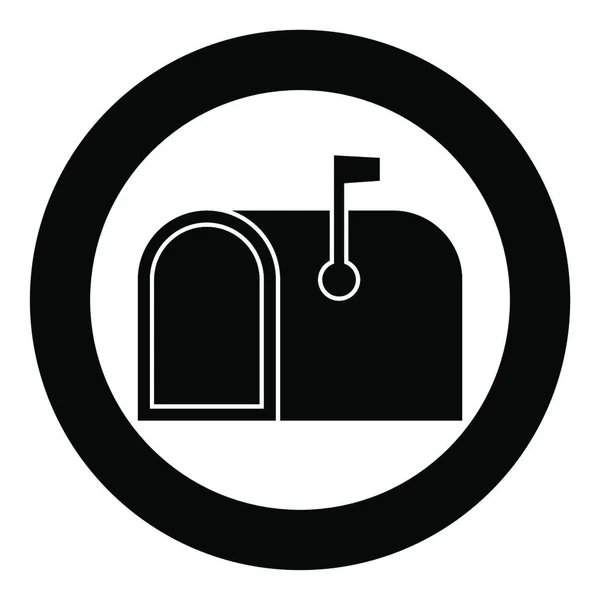 American Mail Box Flag Pillar Box Postbox Icon Circle Black — стоковий вектор