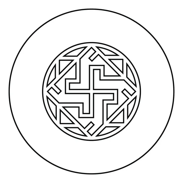 Valkyrie Varangian Sign Valkiriya Slavic Symbol Icon Circle Outline Black — Stock Vector