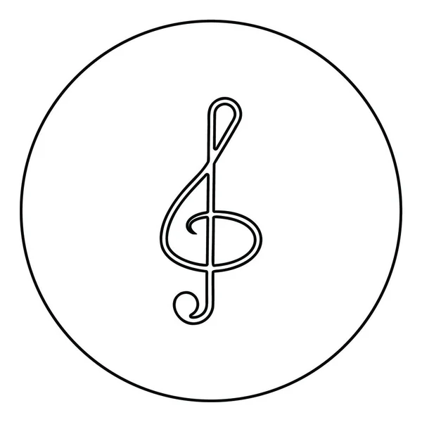 Treble Clef Εικονίδιο Κύκλο Γύρο Περίγραμμα Μαύρο Χρώμα Διάνυσμα Απεικόνιση — Διανυσματικό Αρχείο