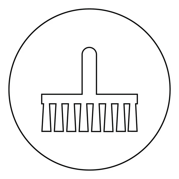 Besen Pinsel Symbol Symbol Kreis Runde Umrisse Schwarzer Farbvektor Illustration — Stockvektor