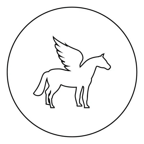 Pegasus Geflügeltes Pferd Silhouette Mythische Kreatur Fabelhaftes Tier Symbol Kreis — Stockvektor