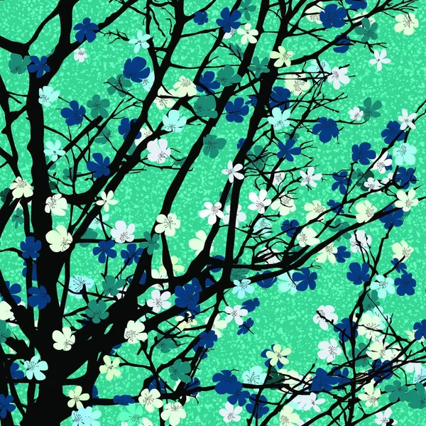 Vårtema Blossom Tree Bakgrund För Tryck — Stock vektor