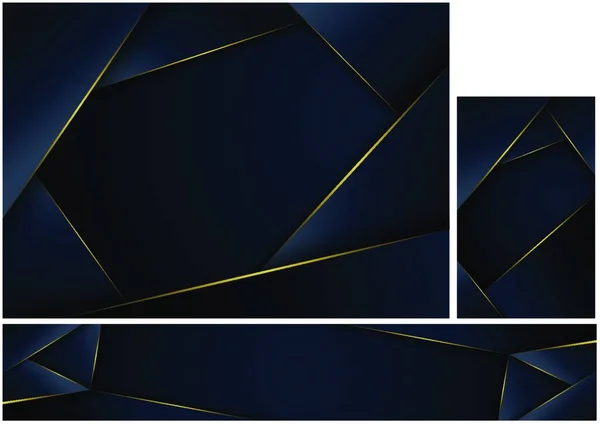 Αφηρημένη Πολυγωνικό Σκούρο Μπλε Φόντο Χρυσές Άκρες Γεωμετρικό Πρότυπο Πολυτέλειας — Διανυσματικό Αρχείο