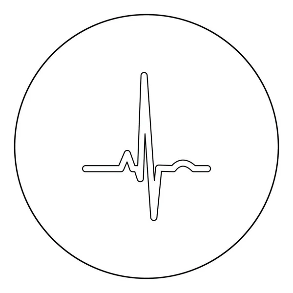 Ritmo Cardíaco Ekg Icono Negro Círculo Vector Ilustración Aislado Estilo — Archivo Imágenes Vectoriales