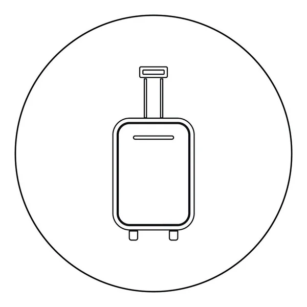 Luggage Bag Black Icon Circle Vector Illustration Isolated Flat Style — Stock Vector