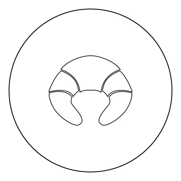 Croissant Icône Noire Cercle Vectoriel Illustration Isolé Style Plat — Image vectorielle