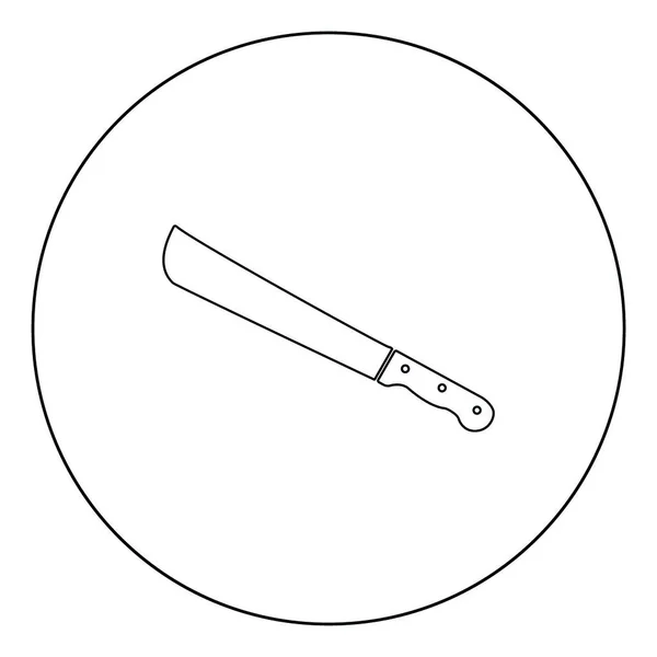Machete Cuchillo Grande Icono Negro Círculo Vector Ilustración Aislado Estilo — Vector de stock