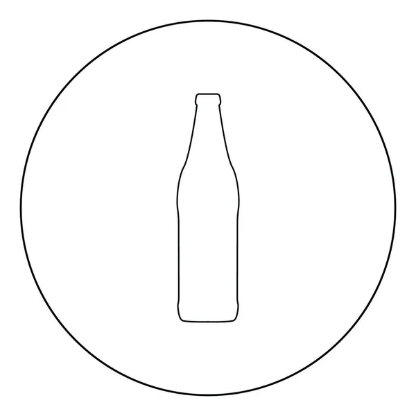 Botella Cerveza Icono Negro Círculo Vector Ilustración Aislado Estilo Plano — Archivo Imágenes Vectoriales