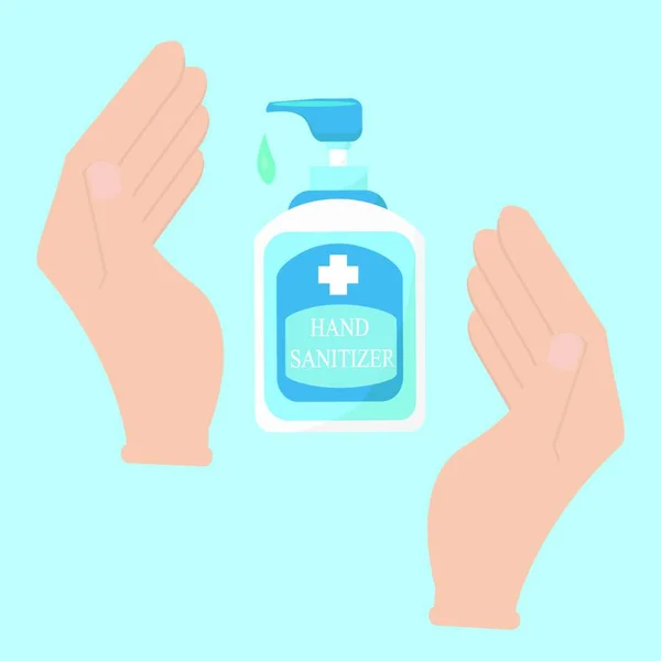 Disinfettante Mani Banner Concetto Igiene Delle Mani Flat Illustrazione Mano — Vettoriale Stock