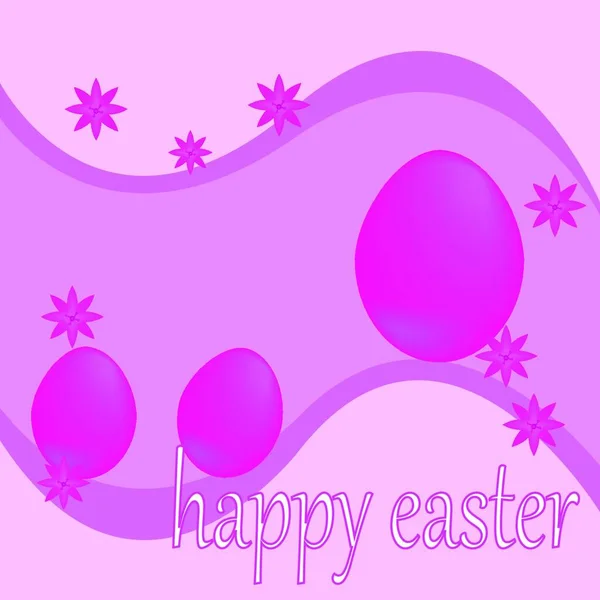 Happy Easter Easter Background Pink Congratulations Greeting Cards Egg Leaf — Stock Vector