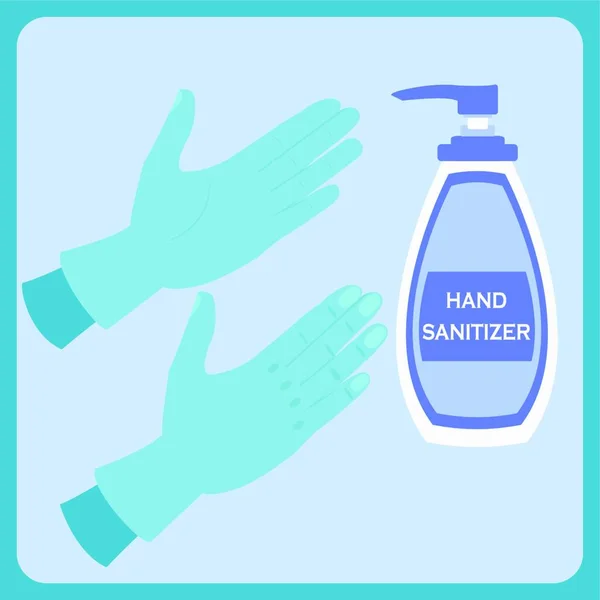 手手套和手部清洁剂图解 卫生用品符号 — 图库矢量图片