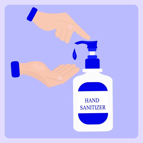 手部清洁剂瓶 平面插图矢量符号酒精瓶用于卫生 洗手标志 — 图库矢量图片