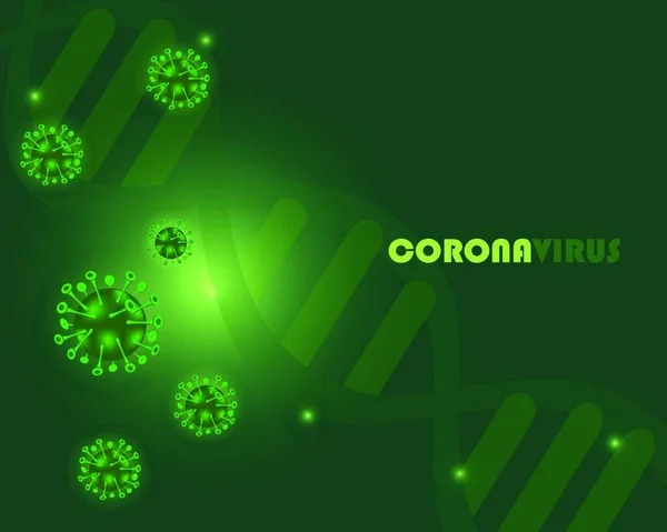 Ιός Corona Διανυσματική Απεικόνιση Πράσινο Φόντο — Διανυσματικό Αρχείο