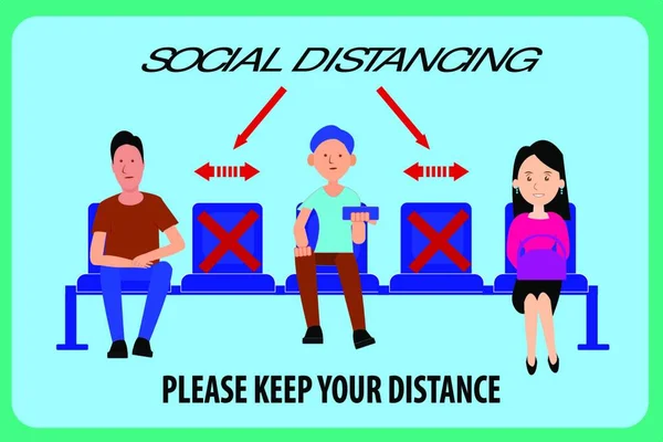 Vous Plaît Garder Distance Conseils Pour Distance Sociale Lorsque Vous — Image vectorielle