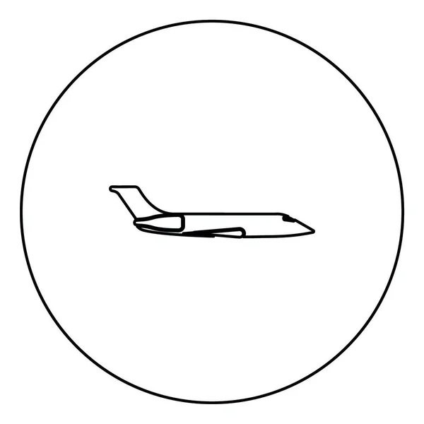 Privatflugzeug Schwarzes Symbol Kreis Umriss Vektor Illustration Isoliert — Stockvektor