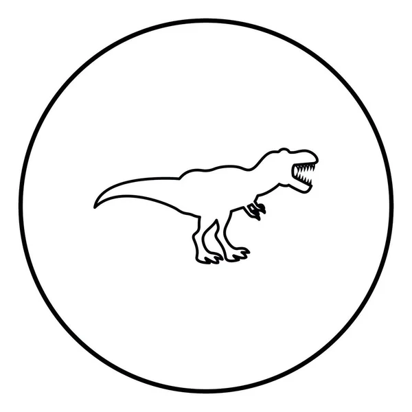 Dinosaurus Tyrannosaurus Rex Pictogram Zwarte Kleur Ronde Omtrek Cirkel — Stockvector