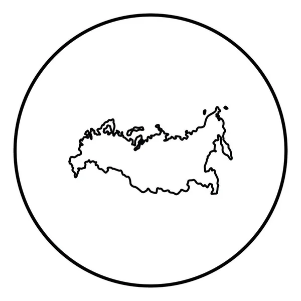 Karte Des Russischen Symbols Schwarze Farbe Kreis Runde Umrisse — Stockvektor