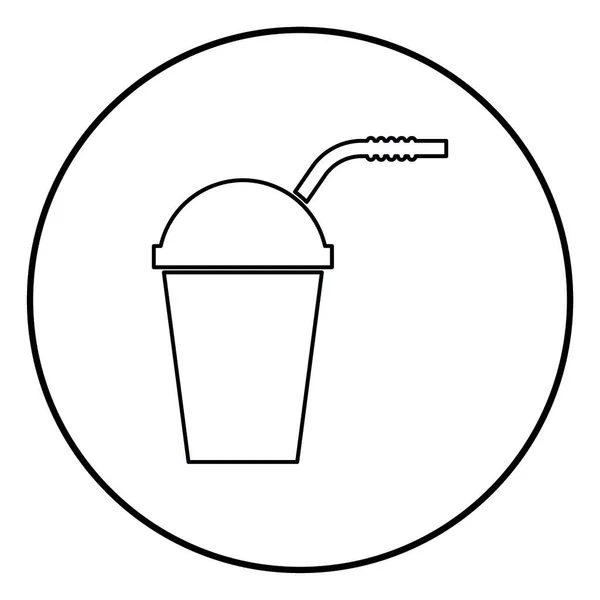 圆形圆形轮廓黑颜色热冷饮料密闭容器 — 图库矢量图片
