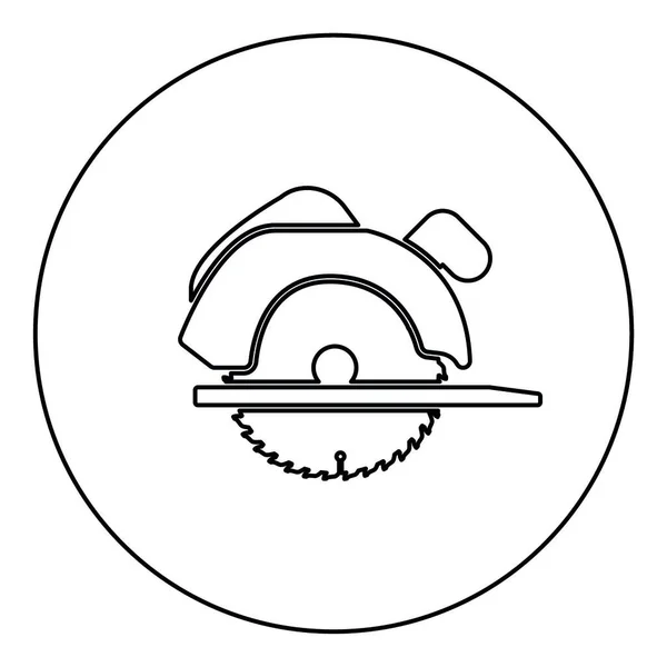 Manuelle Kreissäge Symbol Schwarze Farbe Runden Kreis Umriss Vektor Illustration — Stockvektor