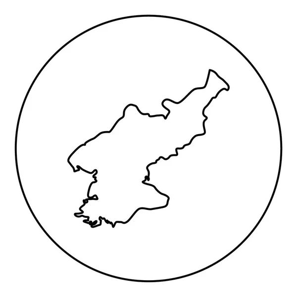 Карта Северной Кореи Иконка Чёрного Цвета Круговом Контуре Векторная Иллюстрация — стоковый вектор
