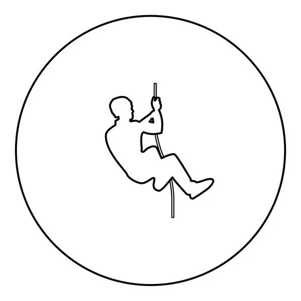 攀岩者图标黑色在圆圆轮廓向量例证 — 图库矢量图片