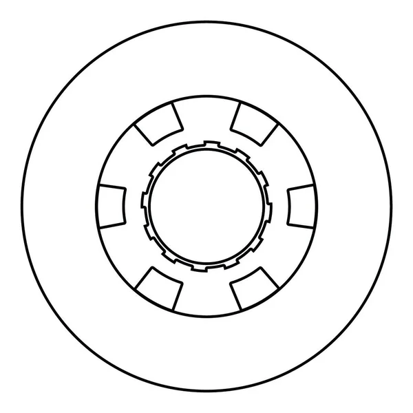 Καζίνο Τσιπ Εικονίδιο Μαύρο Χρώμα Στρογγυλός Κύκλος Περίγραμμα Διανυσματικά Εικονογράφηση — Διανυσματικό Αρχείο