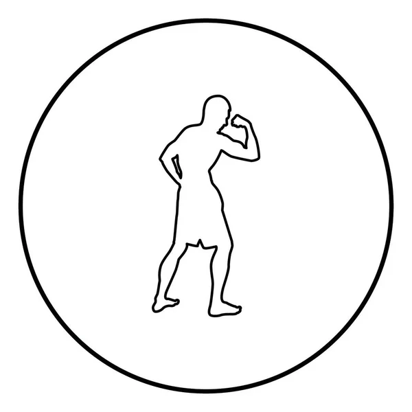 Kulturista Zobrazeno Biceps Svaly Kulturistika Sportovní Koncept Silueta Boční Pohled — Stockový vektor