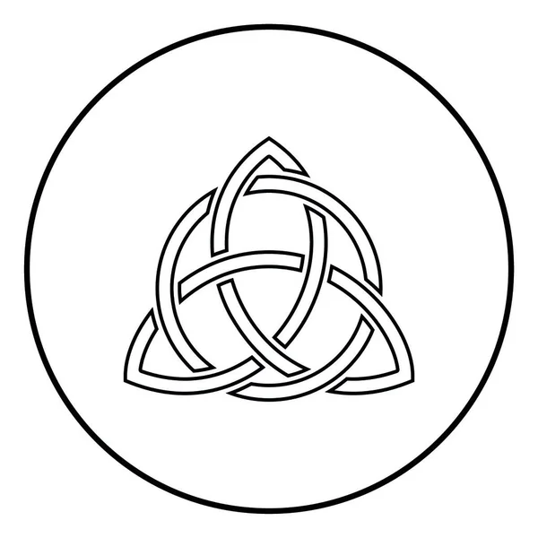 Triquetra Cercle Forme Noeud Trikvetr Trinité Noeud Icône Contour Noir — Image vectorielle