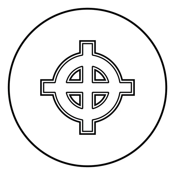 Celtic Cross White Superiority Icon Outline Black Color Vector Circle — Stock Vector