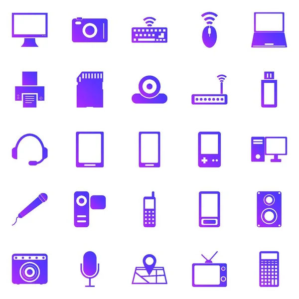 Gadget Gradient Icons White Background Stock Vector — Stock Vector