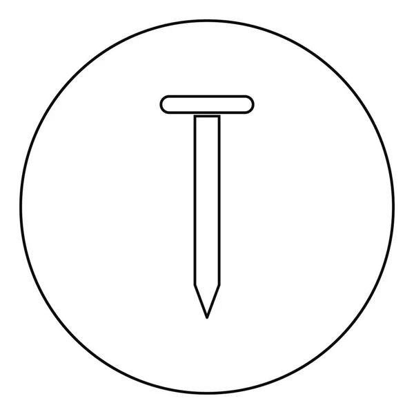 Eisennagel Symbol Kreis Runde Umrisse Schwarze Farbe Vektor Illustration Flachen — Stockvektor