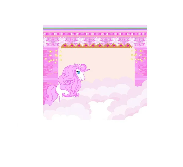 Licorne Avec Fond Rose Violet — Image vectorielle