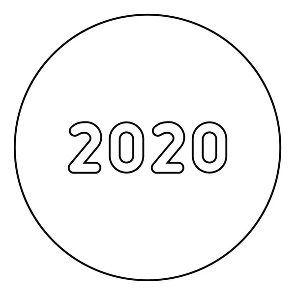 2020 Símbolos Texto Ano Novo Letras Ícone Círculo Redondo Contorno —  Vetores de Stock