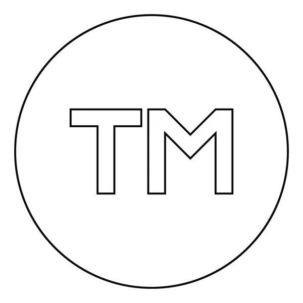 丸丸みを帯びたアウトラインのTm文字の商標アイコン黒のベクトルイラストフラットスタイルシンプルな画像 — ストックベクタ