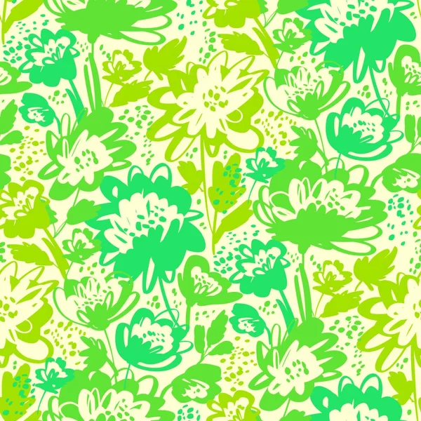 Ярко Зеленый Летний Луг Травы Бесшовный Узор Фона Ткани Текстиля — стоковый вектор