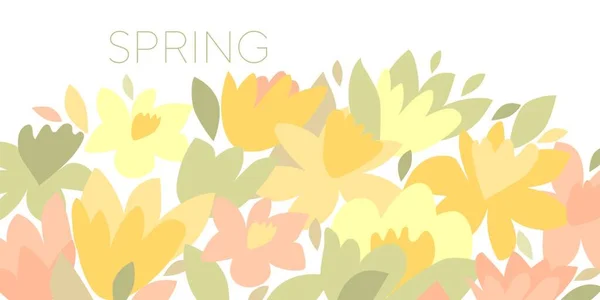Delikatna Dekoracyjna Kompozycja Wiosennych Kwiatów Streszczenie Luźne Kształty Świeży Wektor — Wektor stockowy