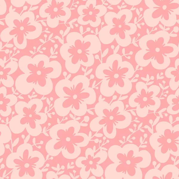 Flor Primavera Cerezo Sakura Ciruela Solo Color Patrón Sin Costuras — Archivo Imágenes Vectoriales