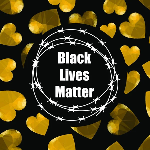 Black Lives Matter Banner Com Arame Farpado Para Protesto Isolado — Vetor de Stock