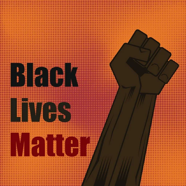 Punho Levantado Black Lives Matter Banner Protest Halftone Background Mão — Vetor de Stock