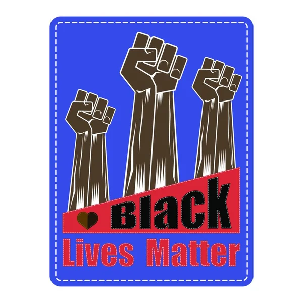 Punho Levantado Black Lives Matter Banner Para Protesto Fundo Azul — Vetor de Stock