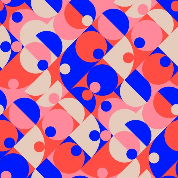 Μοντέρνο Νέον Μπλε Και Nude Πορτοκαλί Γεωμετρικούς Κύκλους Αδιάλειπτη Μοτίβο — Διανυσματικό Αρχείο