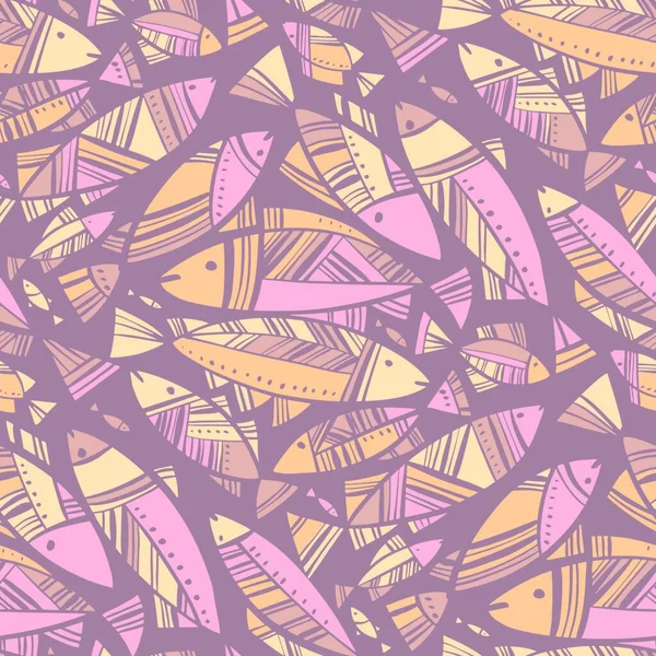 Ніжні Кольори Абстрактний Рибний Безшовний Візерунок Фону Обгортання Тканини Текстилю — стоковий вектор