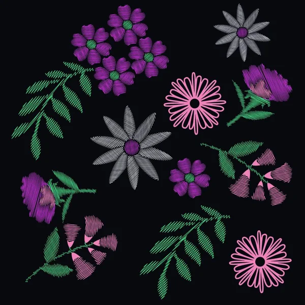 Ilustração Vetorial Padrão Floral Com Flores —  Vetores de Stock