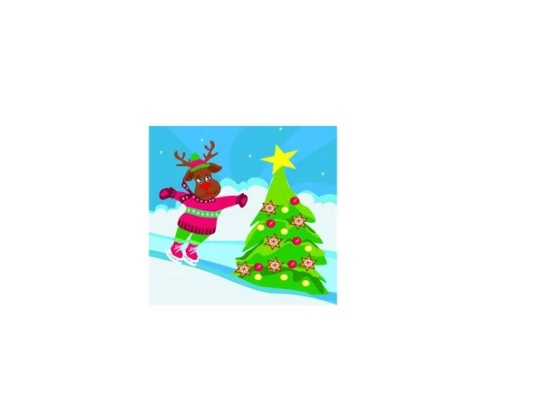 Cartão Natal Com Papai Noel Abeto Ilustração Vetorial — Vetor de Stock