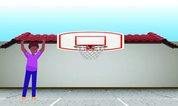 Çocuk Basket Sahasında Oynuyor — Stok Vektör