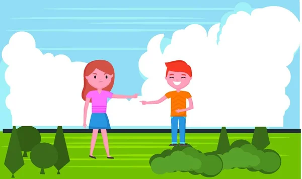 Niños Están Jugando Jardín — Vector de stock