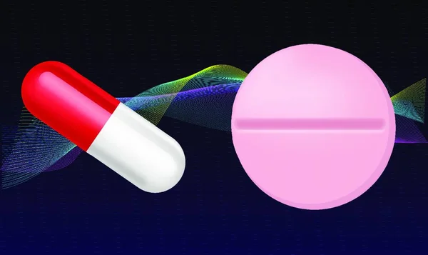 Attrappe Illustration Medizinischer Tabletten Auf Abstraktem Hintergrund — Stockvektor