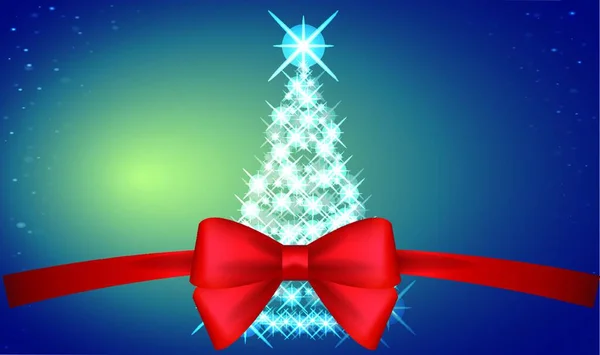 Light Air Christmas Tree Love Red Ribbon — Stock Vector